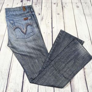 7FAM Straight Leg Denim Faded Jeans 28